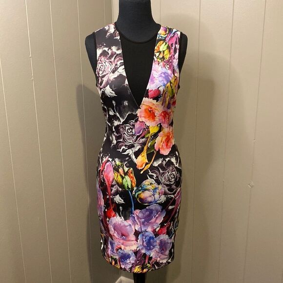 Clover Canyon Floral Mesh Panel Sleeveless Dress Small - Picture 3 of 9